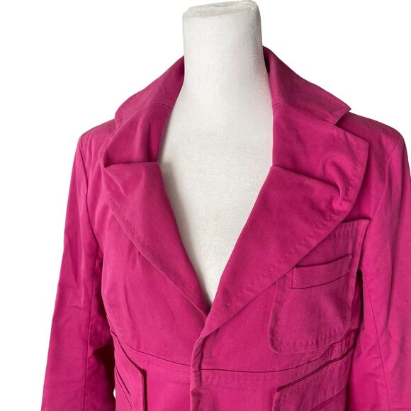 DSquared2 IT 44 US 8 Blazer Cotton Bright Pink 3/4 Sleeve Jacket Stitch - Picture 6 of 13